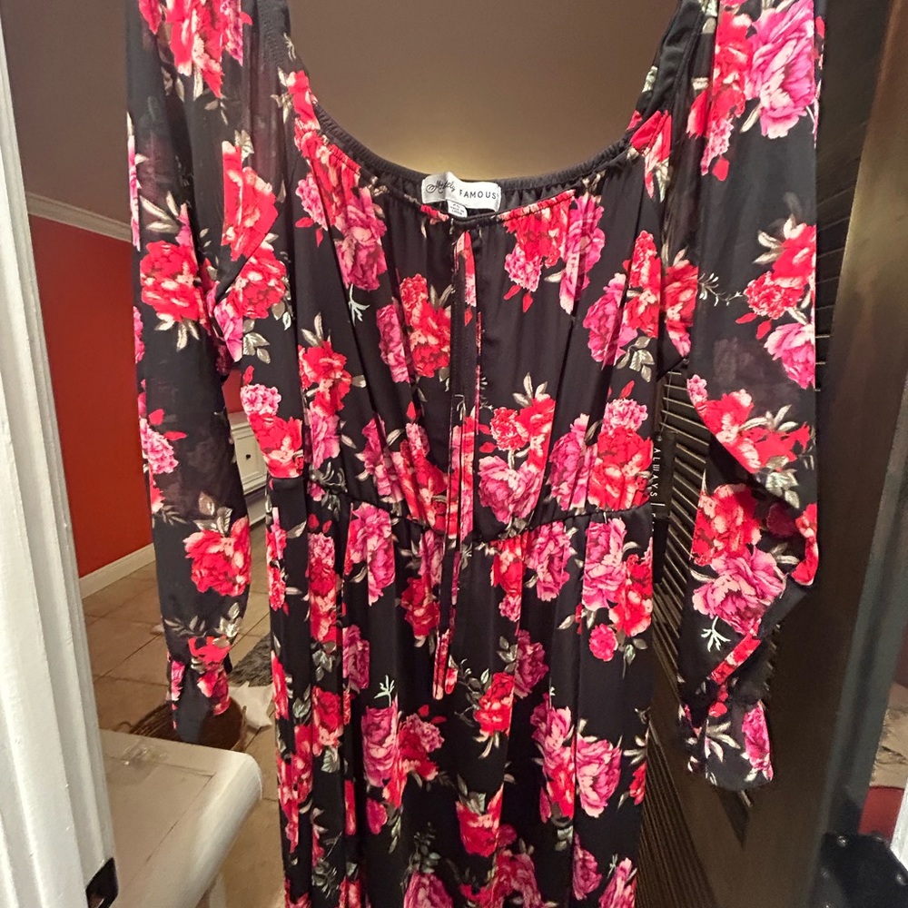 Floral Black and Pink Women's Dress